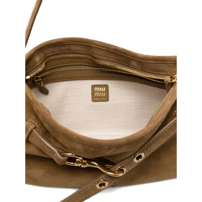 Miu Miu Zipper Shoulder Bag In Brown