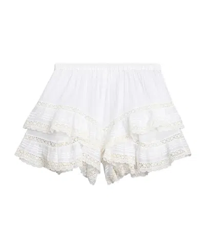 Isabel Marant Étoile Geana Tiered Ruffled Lace-trimmed Cotton-voile Shorts In White