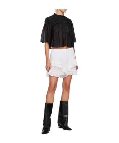Isabel Marant Étoile Geana Tiered Ruffled Lace-trimmed Cotton-voile Shorts In White