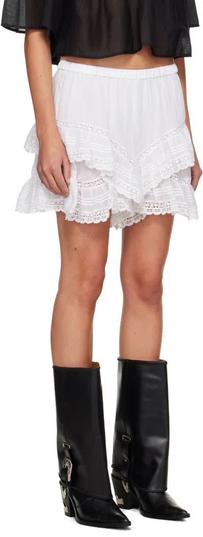 Isabel Marant Étoile Geana Tiered Ruffled Lace-trimmed Cotton-voile Shorts In White