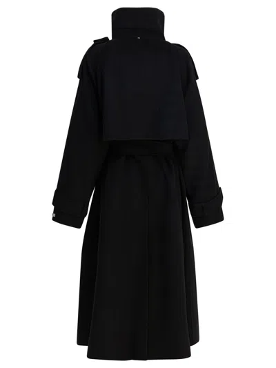 Sportmax Virgin Wool Long Coat Jackets And Coats Black In Black