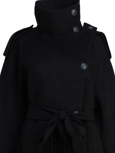 Sportmax Virgin Wool Long Coat Jackets And Coats Black In Black