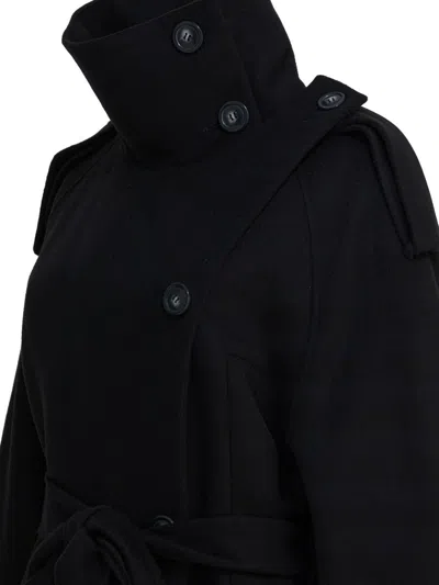 Sportmax Virgin Wool Long Coat Jackets And Coats Black In Black