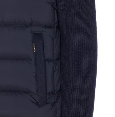 Moorer Hooded Padded Quilted Jacket Sleeves In Blue