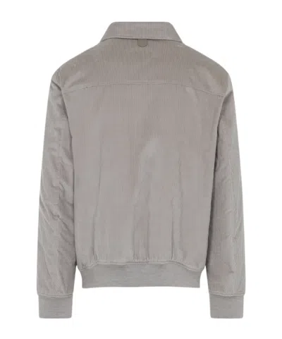 Canali Classic Corduroy Bomber Jacket In Soft Light Grey In Gray