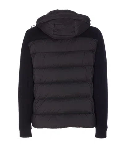 Moorer Hooded Padded Quilted Jacket Sleeves In Black