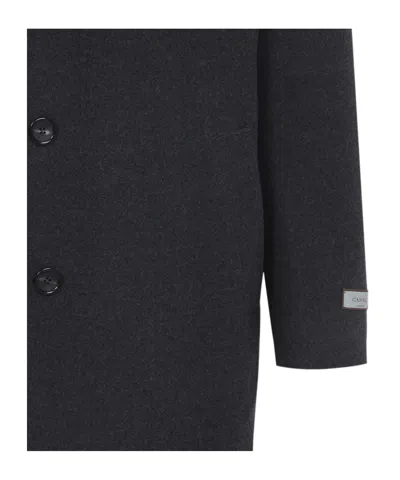 Canali Tailored Wool Coat With Classic Notch Lapel In Gray