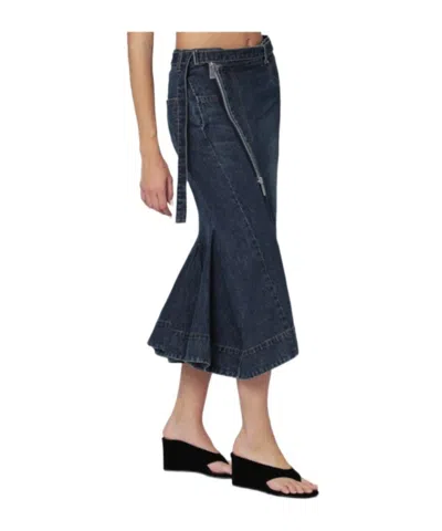 Sacai Asymmetric Denim Skirt In Blue