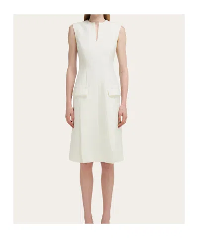 Ferragamo Pleated Sleeveless Mini Dress In White