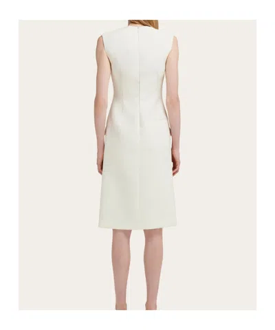 Ferragamo Pleated Sleeveless Mini Dress In White