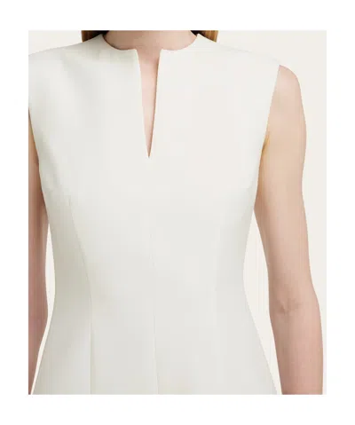 Ferragamo Pleated Sleeveless Mini Dress In White