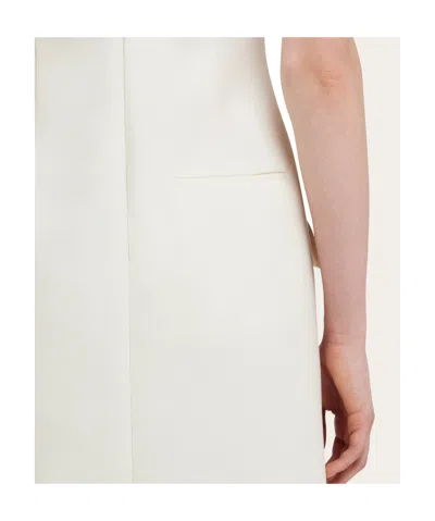 Ferragamo Pleated Sleeveless Mini Dress In White