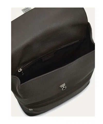 Ferragamo Gancini-buckle Zipped Backpack In Black