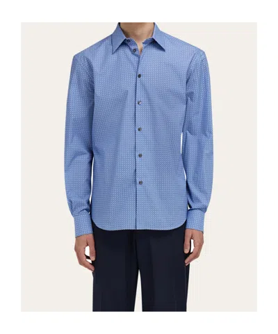 Ferragamo Monogram Print Shirt In Blue