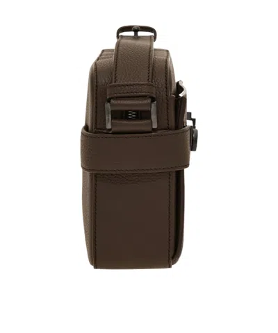 Ferragamo East-west Gancini-buckle Leather Messenger Bag In Brown