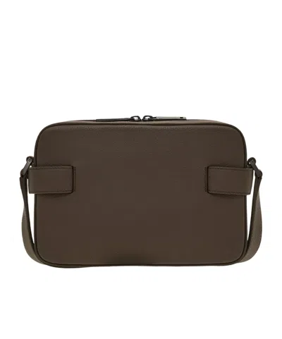 Ferragamo East-west Gancini-buckle Leather Messenger Bag In Brown
