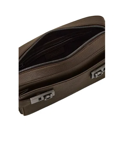 Ferragamo East-west Gancini-buckle Leather Messenger Bag In Brown