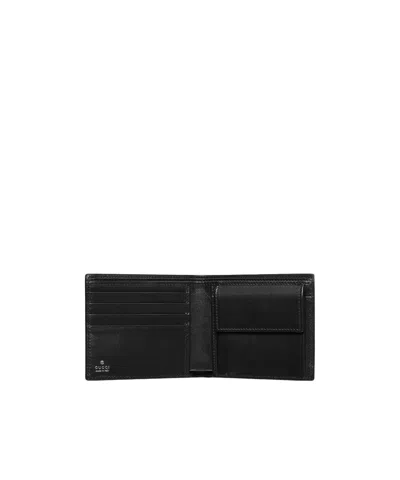 Gucci Compact Bi-fold Wallet Metal Clamp In Black