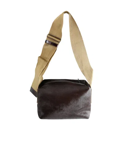 Uma Wang Small Shoulder Bag With Wide Straps In Brown