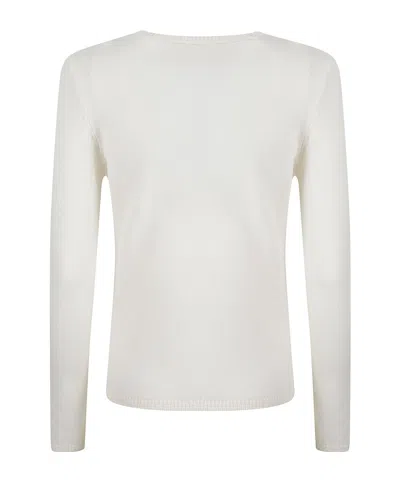 Eleventy Round-neck Long-sleeve Knitted Sweater In White