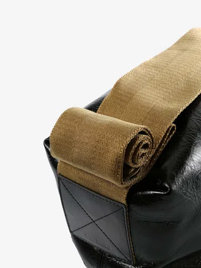 Uma Wang Medium Leather Shoulder Bag In Black