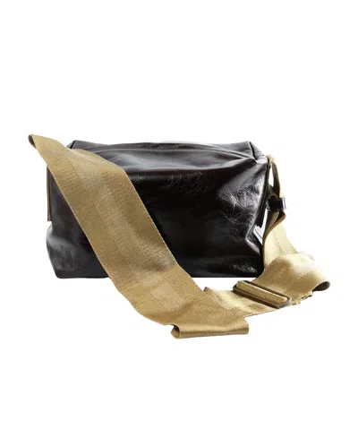 Uma Wang Textured Leather Shoulder Bag With Adjustable Strap In Black