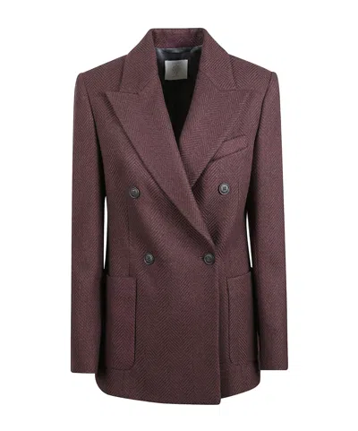 Eleventy Double-breasted Long Sleeve Suit Jacket In Brown