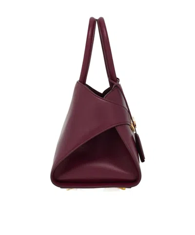 Ferragamo Medium Tote Bag Gold Tone Hardware Top Handle In Purple