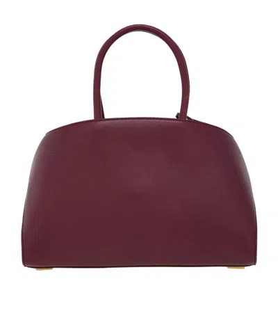 Ferragamo Medium Tote Bag Gold Tone Hardware Top Handle In Purple