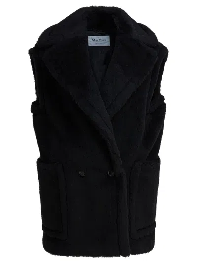 Max Mara Bormida Double-breasted Teddy Vest In Black