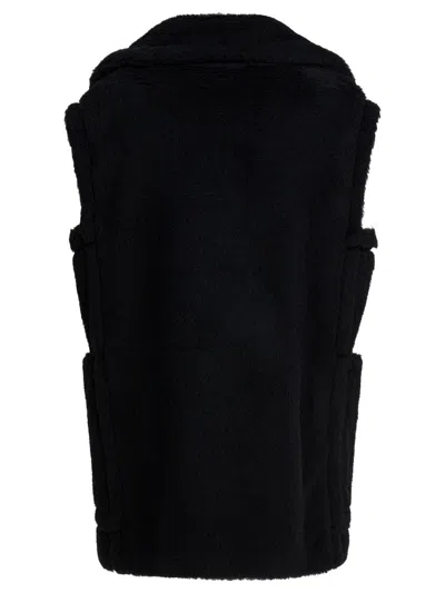 Max Mara Bormida Double-breasted Teddy Vest In Black