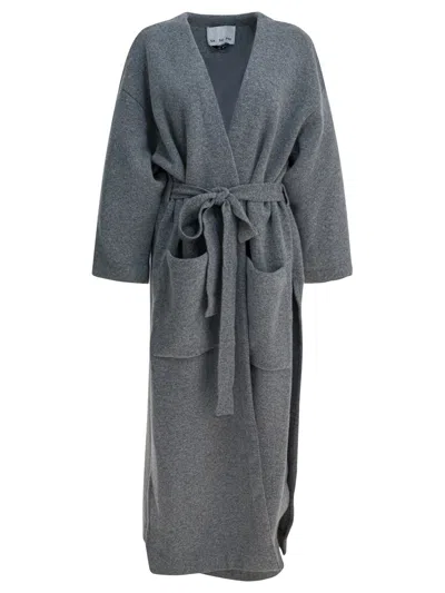 Sa Su Phi Pockets Belted Coat In Gray