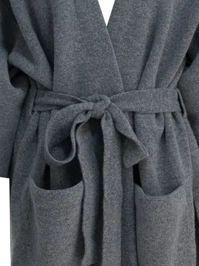 Sa Su Phi Pockets Belted Coat In Gray