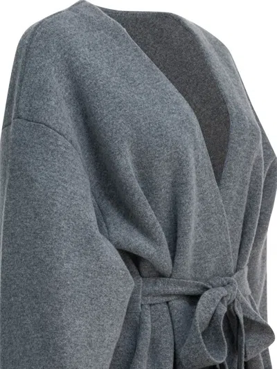 Sa Su Phi Pockets Belted Coat In Gray