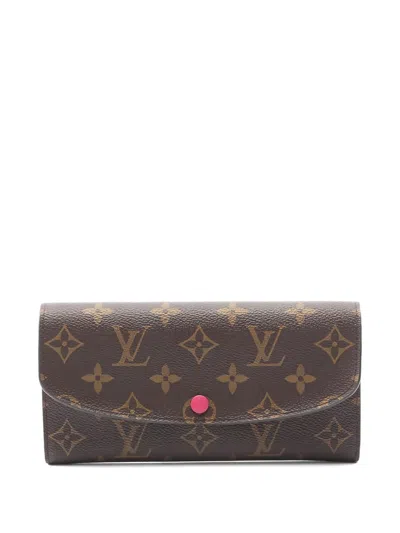 Pre-owned Louis Vuitton 2016 Emily Monogram Bifold Wallet In Brown