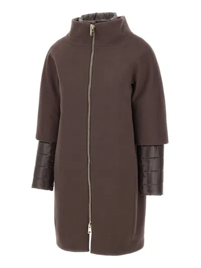 Herno Detachable-panels Virgin-wool Coat Clothing In Animal Print