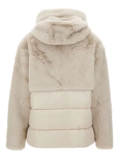 Blauer Short Jacket With Plush Faux Fur In Neutral