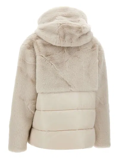 Blauer Short Jacket With Plush Faux Fur In Neutral