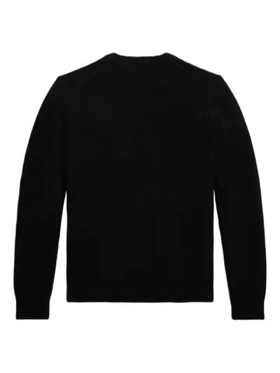 Polo Ralph Lauren Wool And Cashmere Sweater With Embroidered Logo In Black