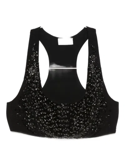 Elisabetta Franchi Embellished Cropped Top In Black