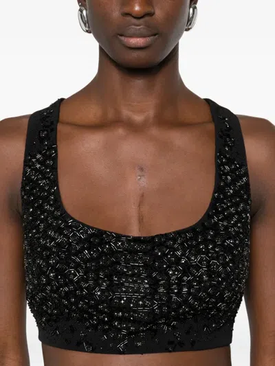 Elisabetta Franchi Embellished Cropped Top In Black