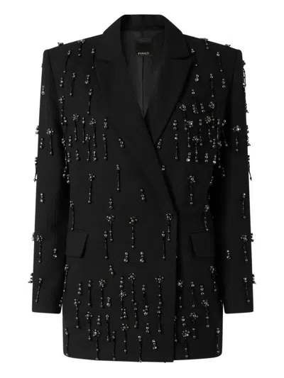 Pinko Blazer With Crystals And Pearls In Black