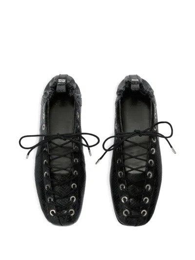 Ganni Lace Up Ballerina | In Black
