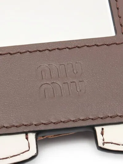 Pre-owned Miu Miu 2020s Leather Keyring In Neutral