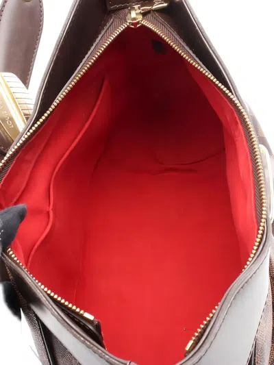 Pre-owned Louis Vuitton 2012 Sistina Mm Damier Ebène Tote Bag In Brown