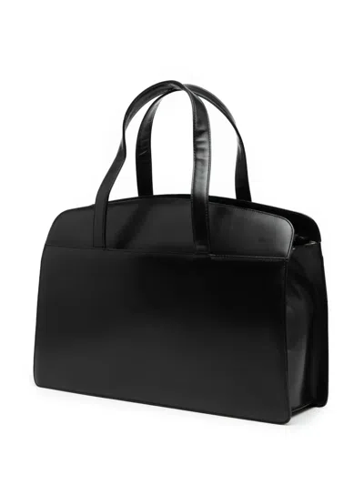 Pre-owned Burberry 20th Century House Check Trimmed Leather Handbag In Black