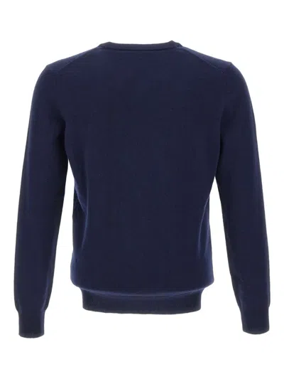Kangra Cashmere V-neck Ribbed Sweater In Blue