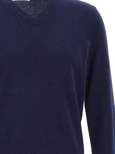Kangra Cashmere V-neck Ribbed Sweater In Blue