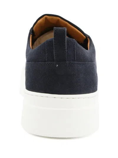 Kiton Casual Low Top Sneakers With Contrast Sole In Blue