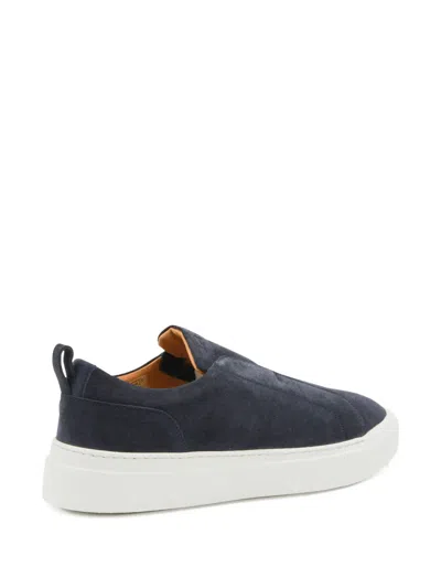 Kiton Casual Low Top Sneakers With Contrast Sole In Blue